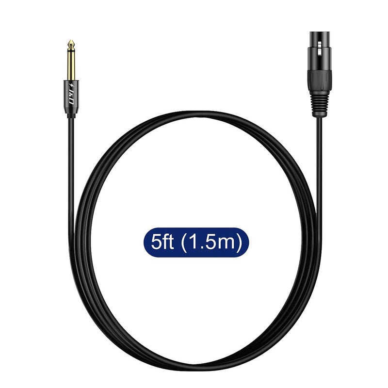 J&D XLR to 1/4 inch Mono Microphone Cable, PVC Shelled 6.35mm 1/4 inch TS Male to XLR Female Unbalance Interconnect Microphone Audio Cable Adapter for Speaker Mic Guitar Mixer AMP, 5 Feet - Image 5